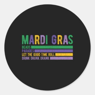 Mardi Gras Paradase Carnival Fat Tuesday Louisiana Classic Round Sticker