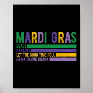 Mardi Gras Paradase Carnival Fat Tuesday Louisiana Poster