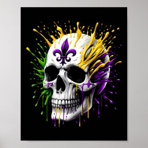 Mardi Gras Parade Skull Carnival Fat New Orleans T Poster