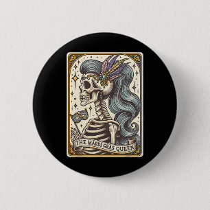 Mardi Gras Parade Tarot Card Witchy Skeleton Vinta 6 Cm Round Badge