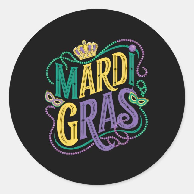 Mardi Gras Parade Womens Girls Party Graphic  Classic Round Sticker (Front)