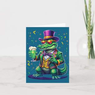 Mardi gras parades mardigator alligator theme tee card