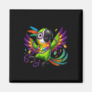 Mardi Gras Parrot - Festive Party Bird Magnet