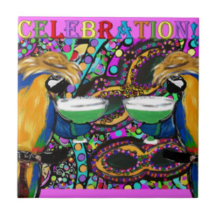Mardi Gras Parrots Tile