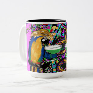 Mardi Gras Parrots Two-Tone Coffee Mug