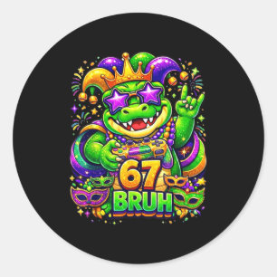 Mardi gras party alligator mardigator 67 bruh game classic round sticker