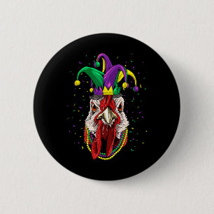 Mardi Gras Party Carnival Jester Chicken Lover Far 6 Cm Round Badge