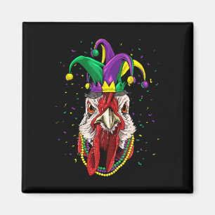 Mardi Gras Party Carnival Jester Chicken Lover Far Magnet