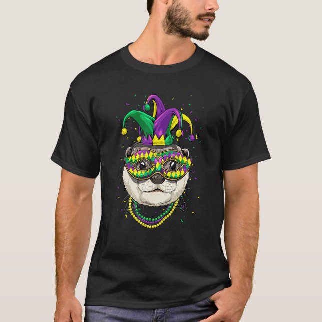 Mardi Gras Party Carnival Jester Otter Animal Otte T-Shirt (Front)