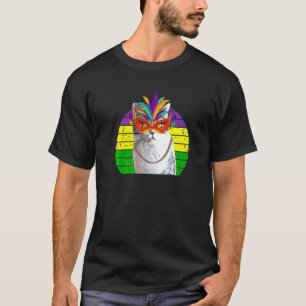 Mardi Gras Party Cat Mask Beads T-Shirt