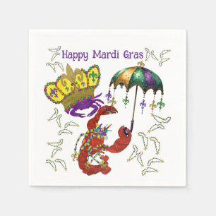 Mardi Gras party crawfish and crab fetstiv napkins