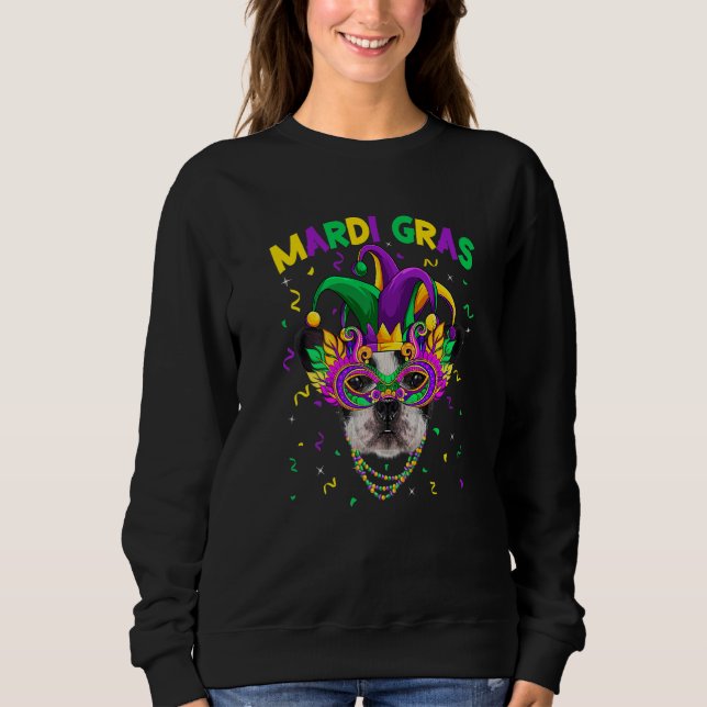 Mardi Gras Party Cute French Bulldog Dog Lover Jes Sweatshirt (Front)