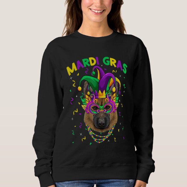 Mardi Gras Party Cute German Shepherd Dog Lover Je Sweatshirt (Front)