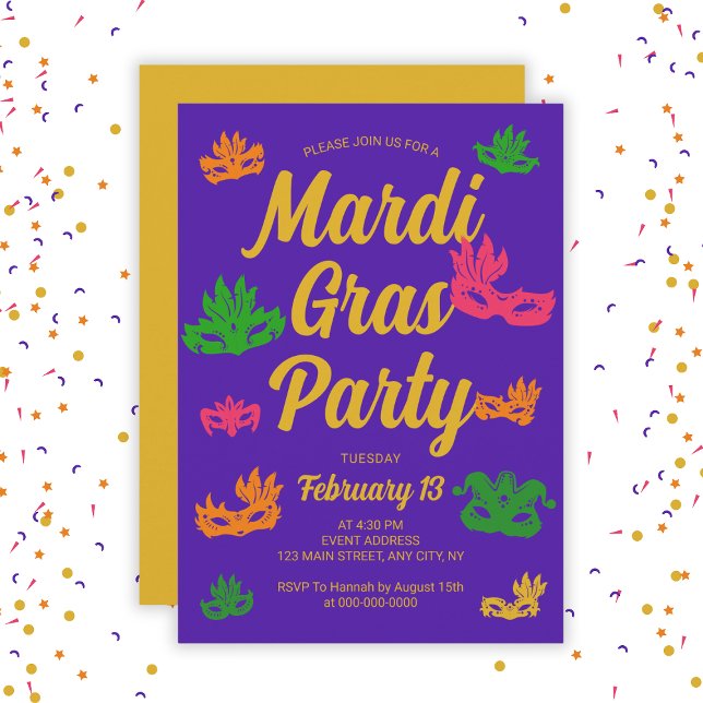 Mardi Gras Party Fat Tuesday Carnival  Invitation (Mardi Gras Party Fat Tuesday Carnival Invitation
)
