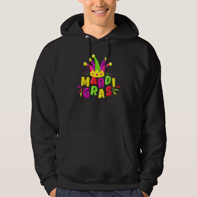 Mardi Gras Party Fleur De Lis Carnival Beads New O Hoodie (Front)