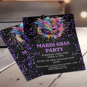 Mardi Gras Party Glitter Event Flyer