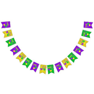 Mardi Gras Party Hearts New Orleans Carnival Bunting