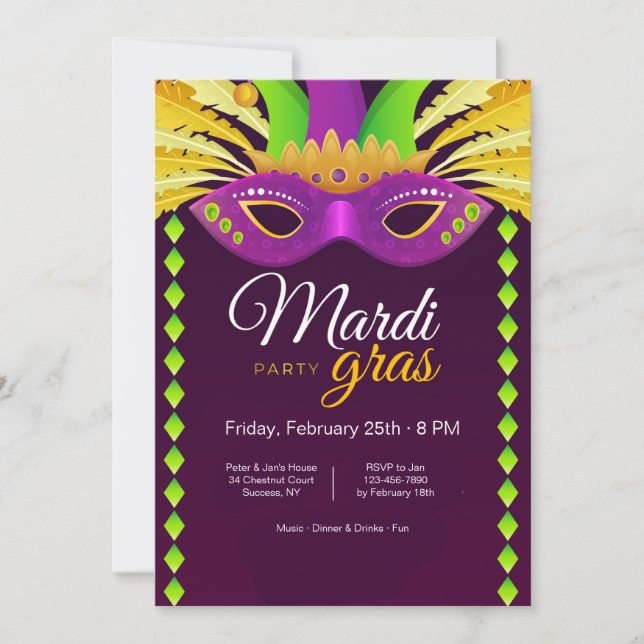 Mardi Gras Party Invitation (Front)