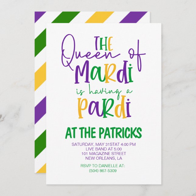 Mardi Gras Party Invitation (Front/Back)