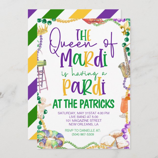 Mardi Gras Party Invitation (Front/Back)