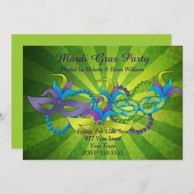 Mardi Gras Party Invitation (Front/Back)