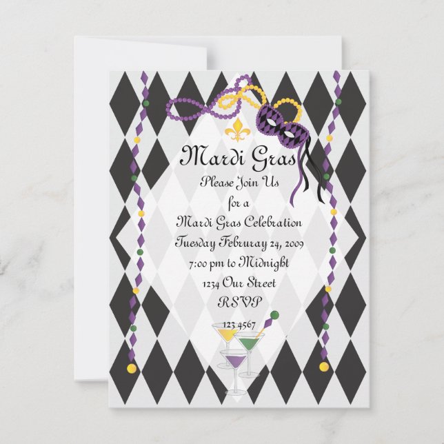 Mardi Gras Party Invitation (Front)