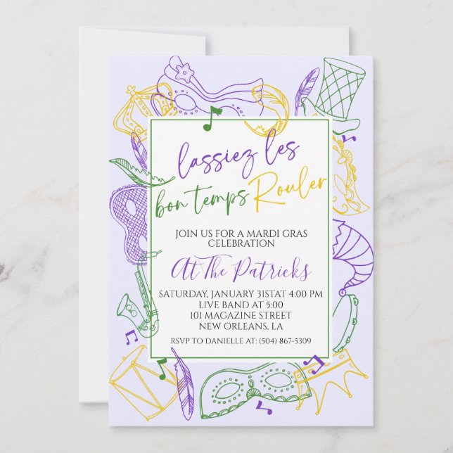 Mardi Gras Party Invitation (Front)