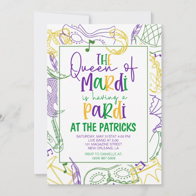 Mardi Gras Party Invitation (Front)