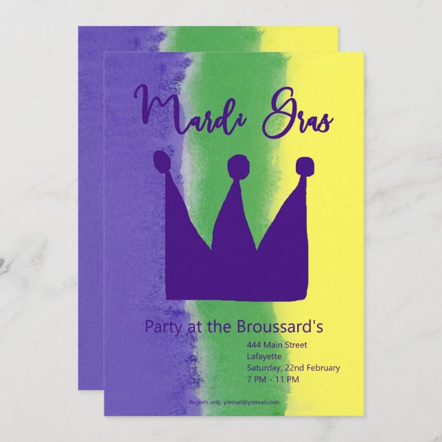 Mardi Gras Party Invitation (Front/Back)