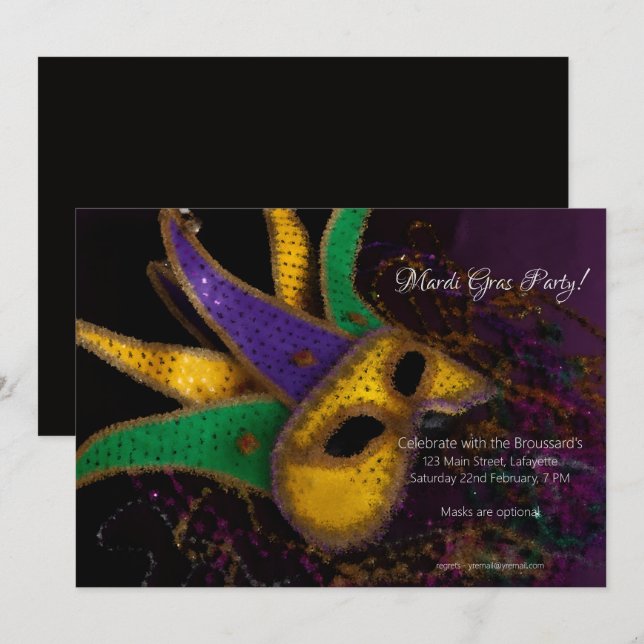 Mardi Gras Party Invitation (Front/Back)