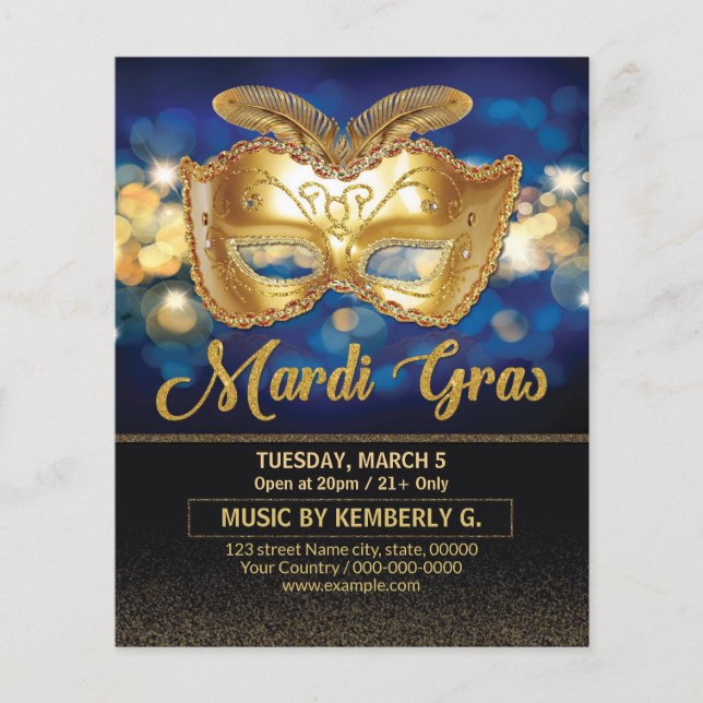 Mardi Gras Party Invitation Flyer (Front)