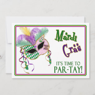 MARDI GRAS PARTY INVITATION - MASK  -  5 x 7