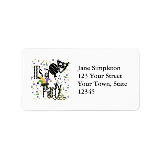 Mardi Gras Party Label (Front)