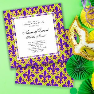 Mardi Gras Party New Orleans Fleur de Lis Invitation