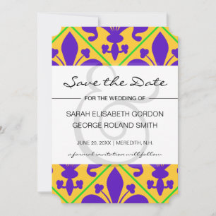 Mardi Gras Party New Orleans Fleur de Lis Save The Date