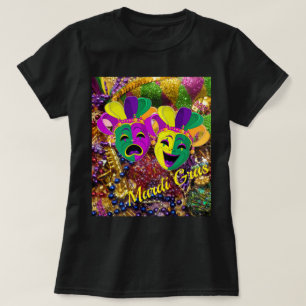 Mardi Gras Party Pretty T-shirt Beads Mask