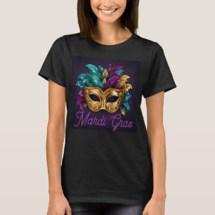 Mardi Gras Party Pretty T-shirt Feather Mask