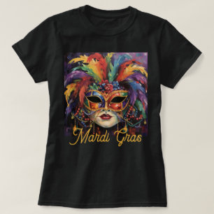 Mardi Gras Party Pretty T-shirt Mask Beads
