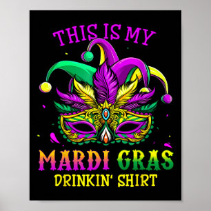 Mardi Gras Party Retro New Orleans Drinking Gifts Poster