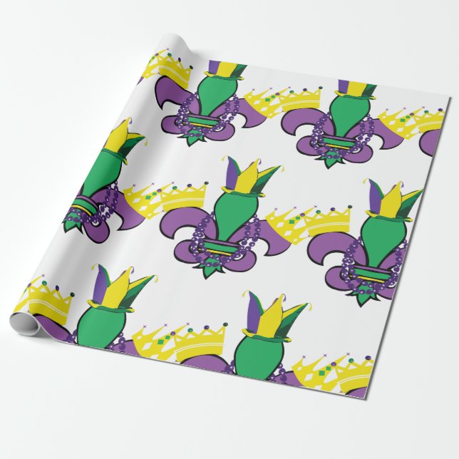 Mardi Gras Party Wrapping Paper (Unrolled)