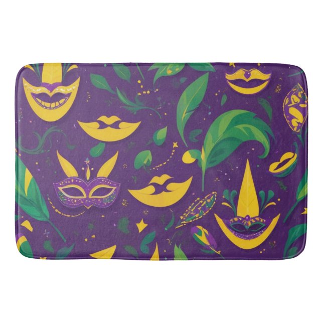 Mardi Gras Pattern Masquerade Bath Mat (Front)