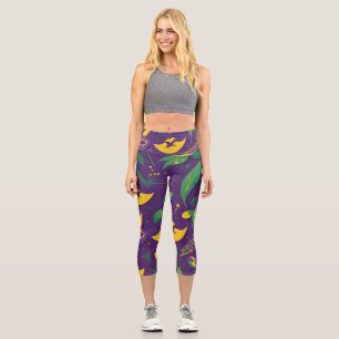 Mardi Gras Pattern Masquerade Capri Leggings