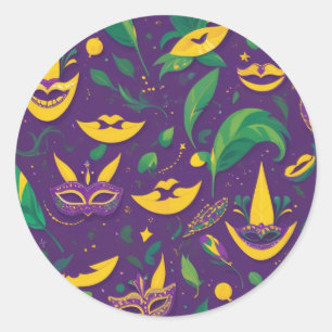 Mardi Gras Pattern Masquerade Classic Round Sticker
