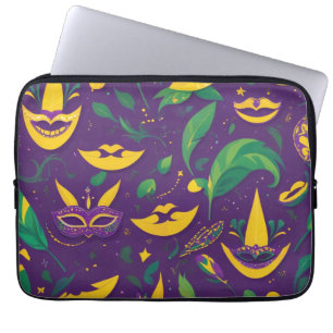 Mardi Gras Pattern Masquerade Laptop Sleeve