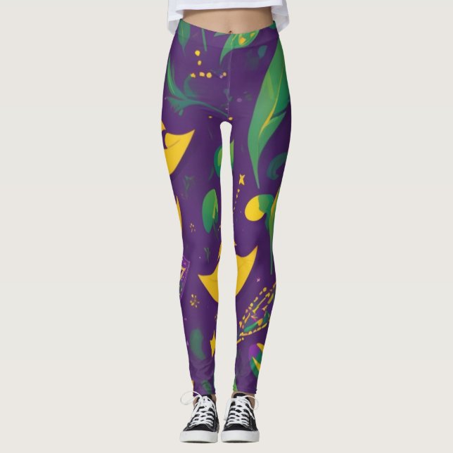 Mardi Gras Pattern Masquerade Leggings (Front)