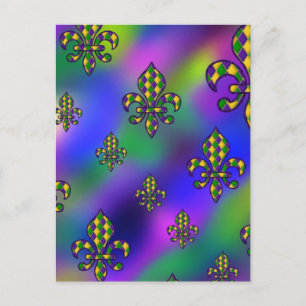 Mardi Gras Pattern Postcard