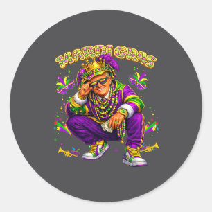 Mardi Gras Patterns Jester Carnival Parade Women K Classic Round Sticker