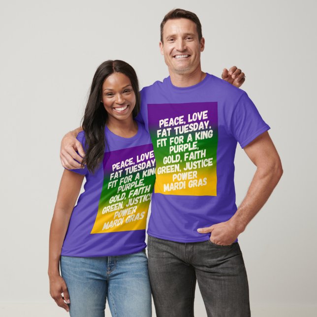 Mardi Gras Peace, Love and Fat Tuesday T-Shirt (Unisex)