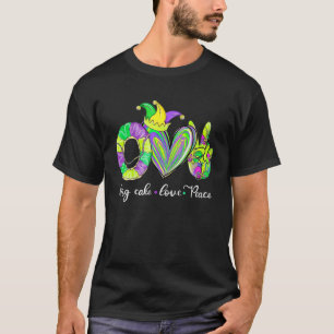 Mardi Gras Peace Love King Cake For Men Women Kids T-Shirt