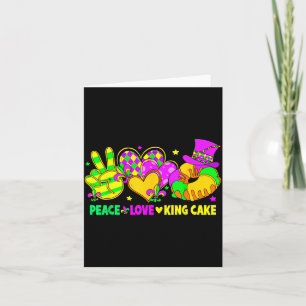 Mardi Gras Peace Love King Cake Funny Party Carniv Card